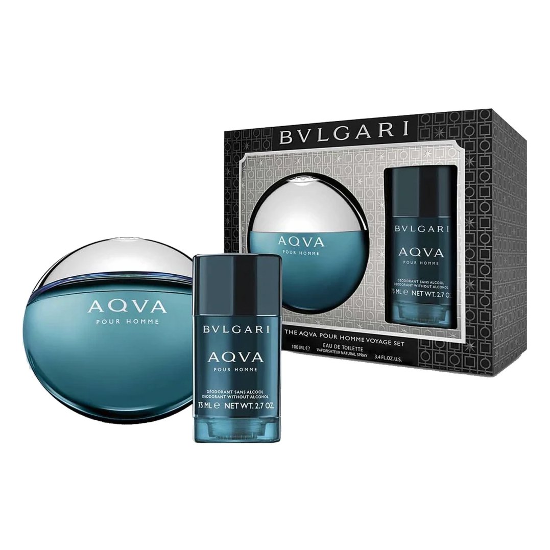 Aqva Pour Homme 2 Piece 100ml Eau de Toilette by Bvlgari for Men (Gift Set)