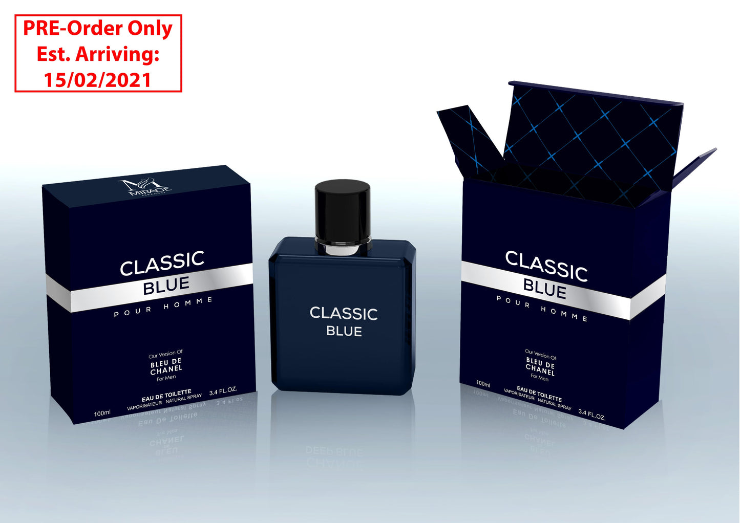 Classic Blue 100ml Eau de Toilette by Mirage Brands for Men (Bottle)