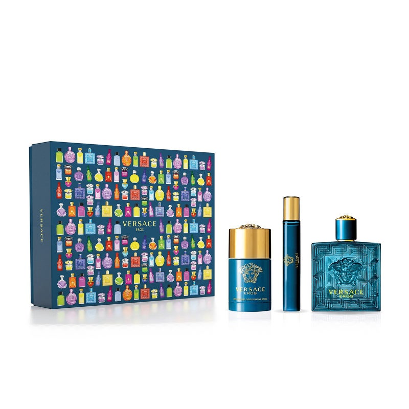 Eros 3 Piece 100ml Eau de Toilette by Versace for Men (Gift Set)