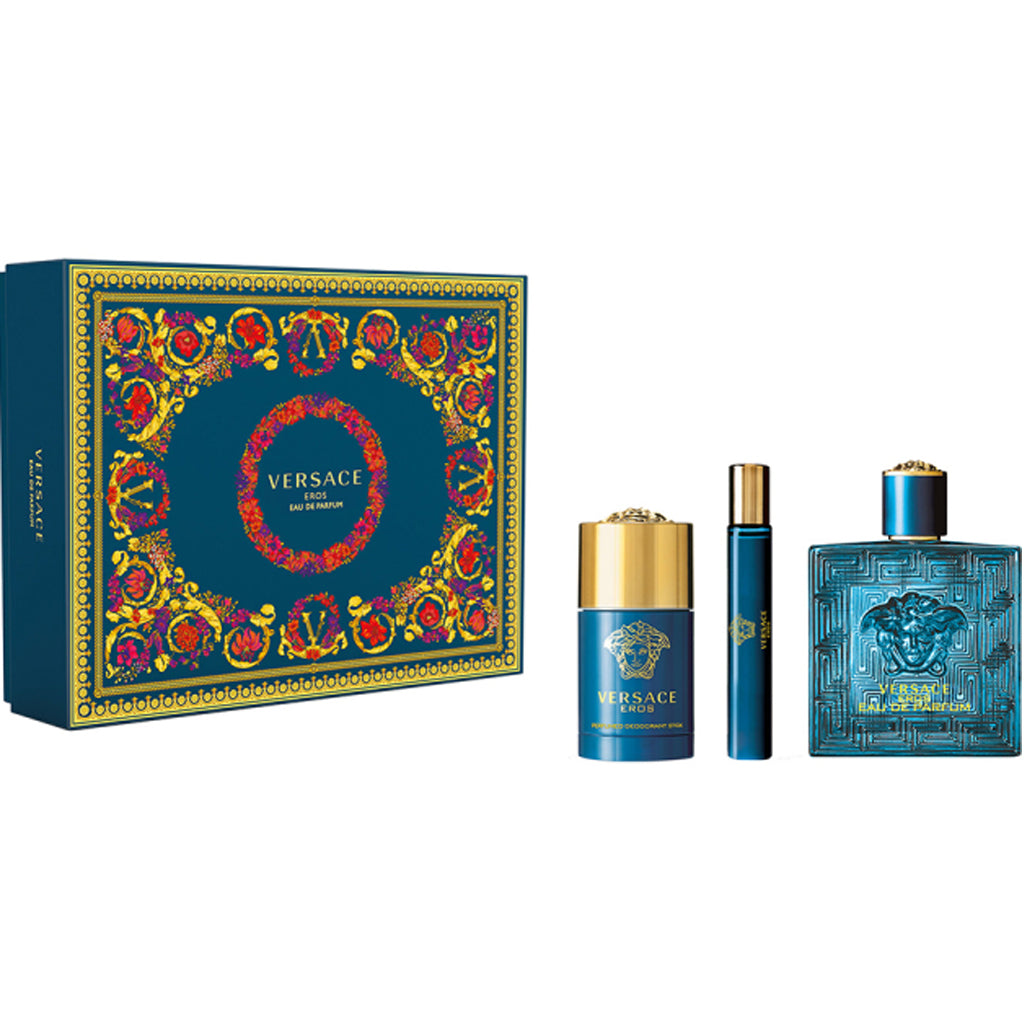 Eros Parfum 3 Piece100ml Eau De Parfum by Versace for Men (Gift Set)